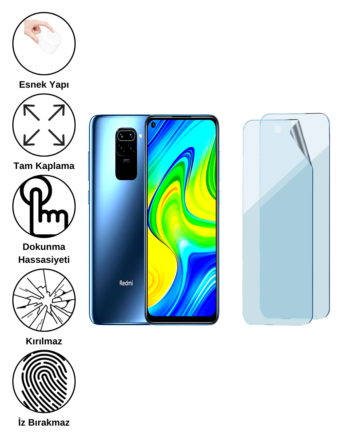 Xiaomi Redmi Note 9 Uyumlu Uv Nano Esnek Kırılmaz Cam Ekran Koruyucu Film 8684609263657