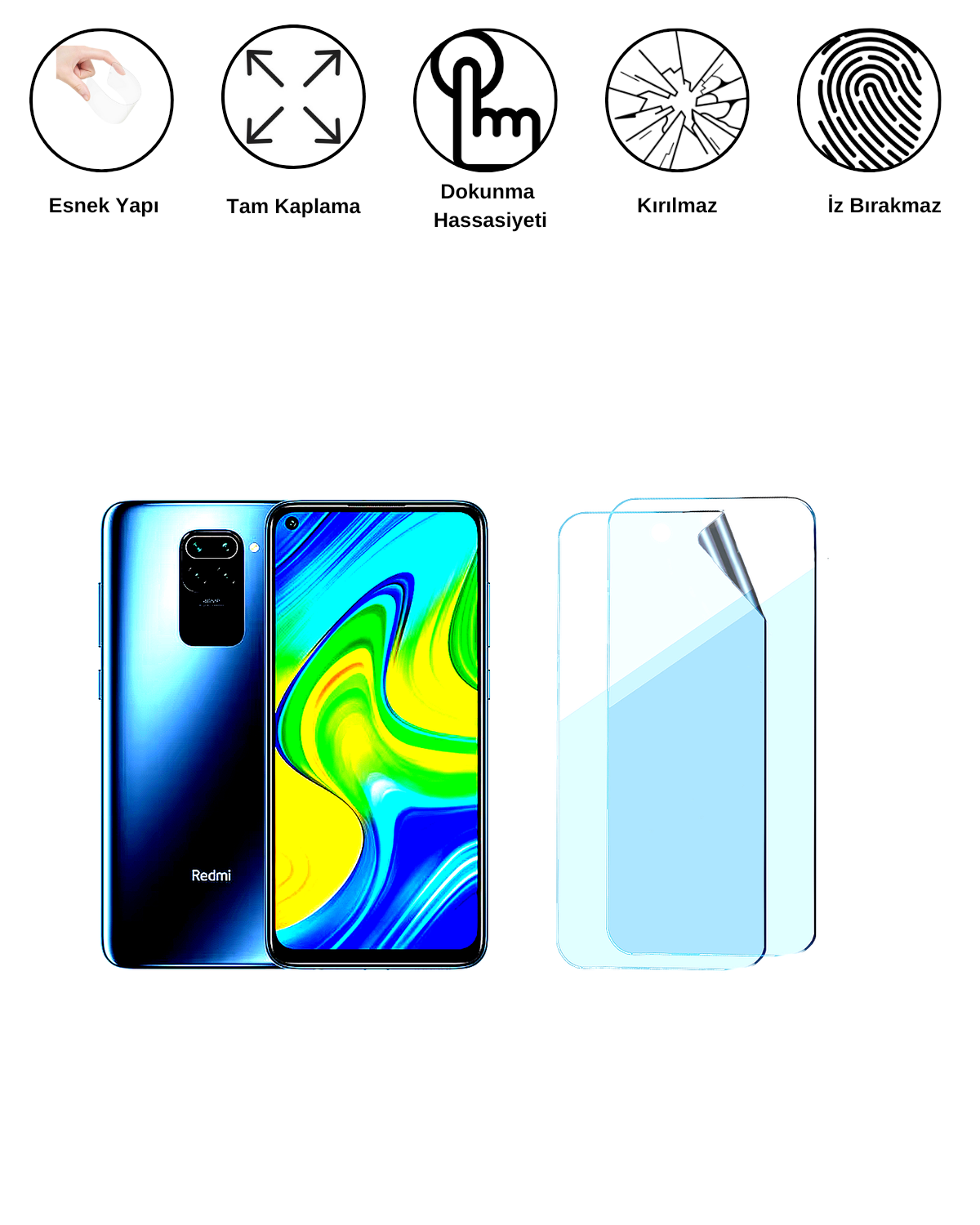 Xiaomi Redmi Note 9 Uyumlu Uv Nano Esnek Kırılmaz Cam Ekran Koruyucu Film 8684609263657