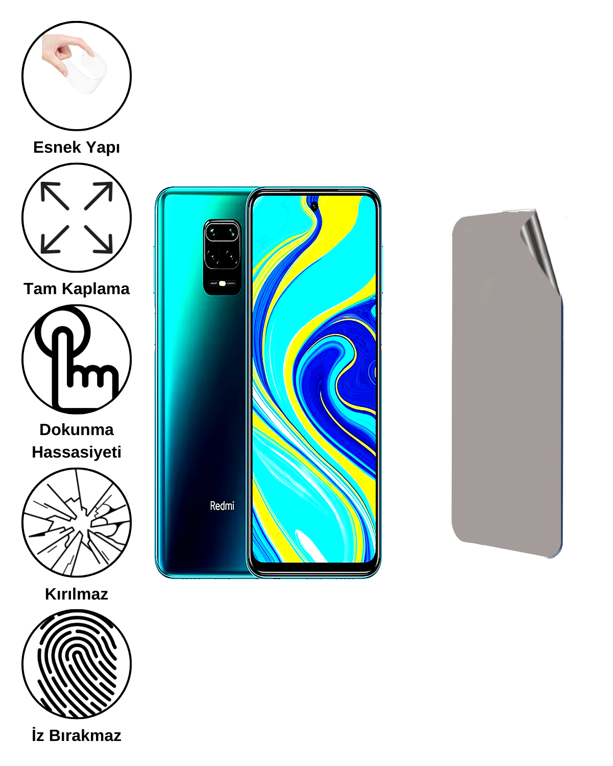 Xiaomi Redmi Note 9S Uyumlu Hayalet Ekran Kırılmaz Cam Ekran Koruyucu Film 8684609383546