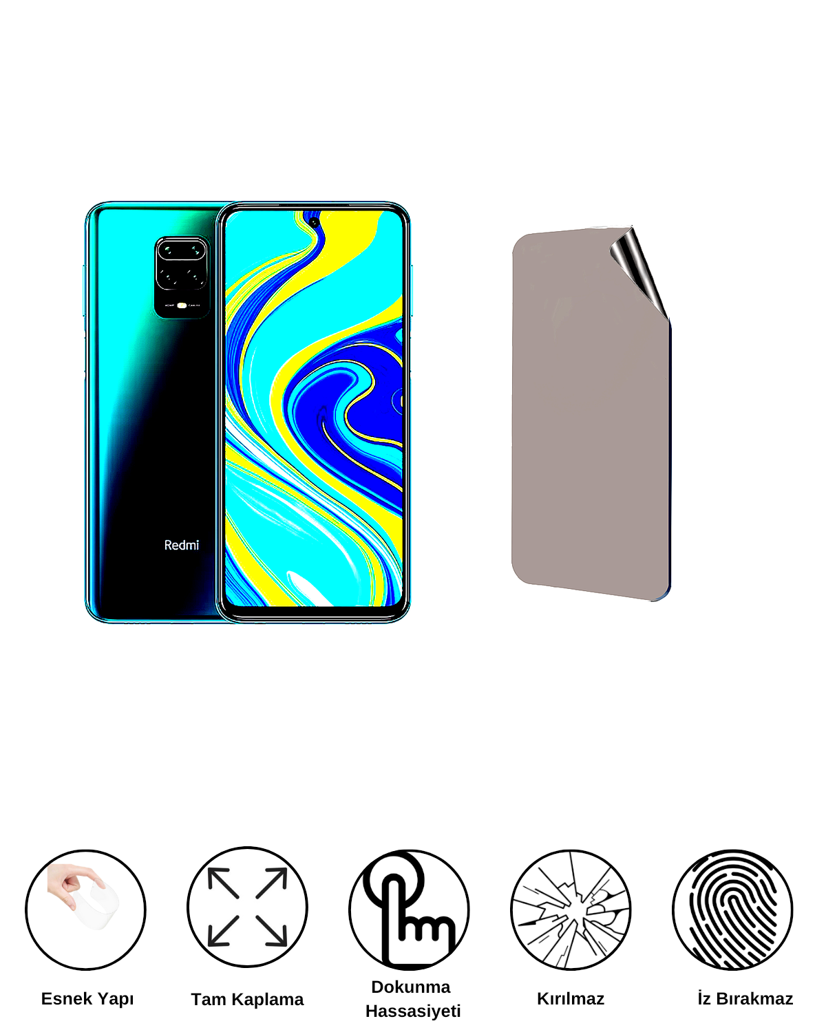 Xiaomi Redmi Note 9S Uyumlu Hayalet Ekran Kırılmaz Cam Ekran Koruyucu Film 8684609383546