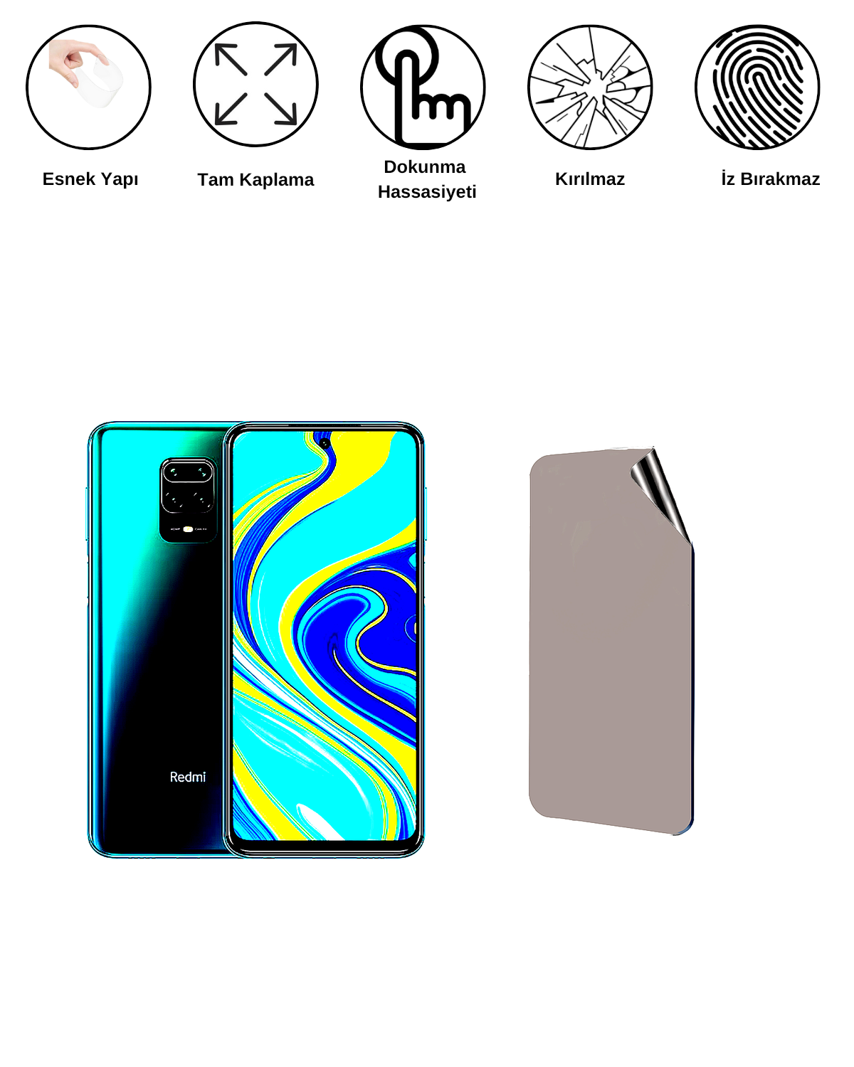 Xiaomi Redmi Note 9S Uyumlu Matte Esnek Ekran Kırılmaz Cam Ekran Koruyucu Film 8684609323641