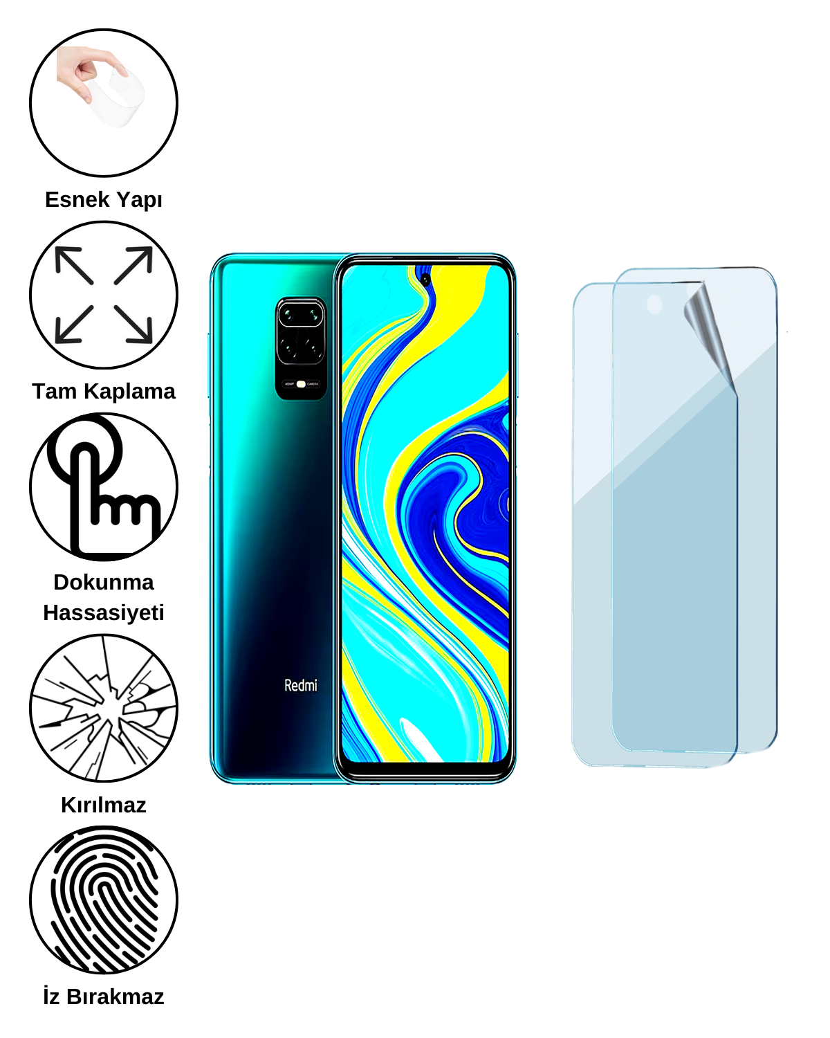 Xiaomi Redmi Note 9S Uyumlu Uv Nano Esnek Kırılmaz Cam Ekran Koruyucu Film 8684609263749