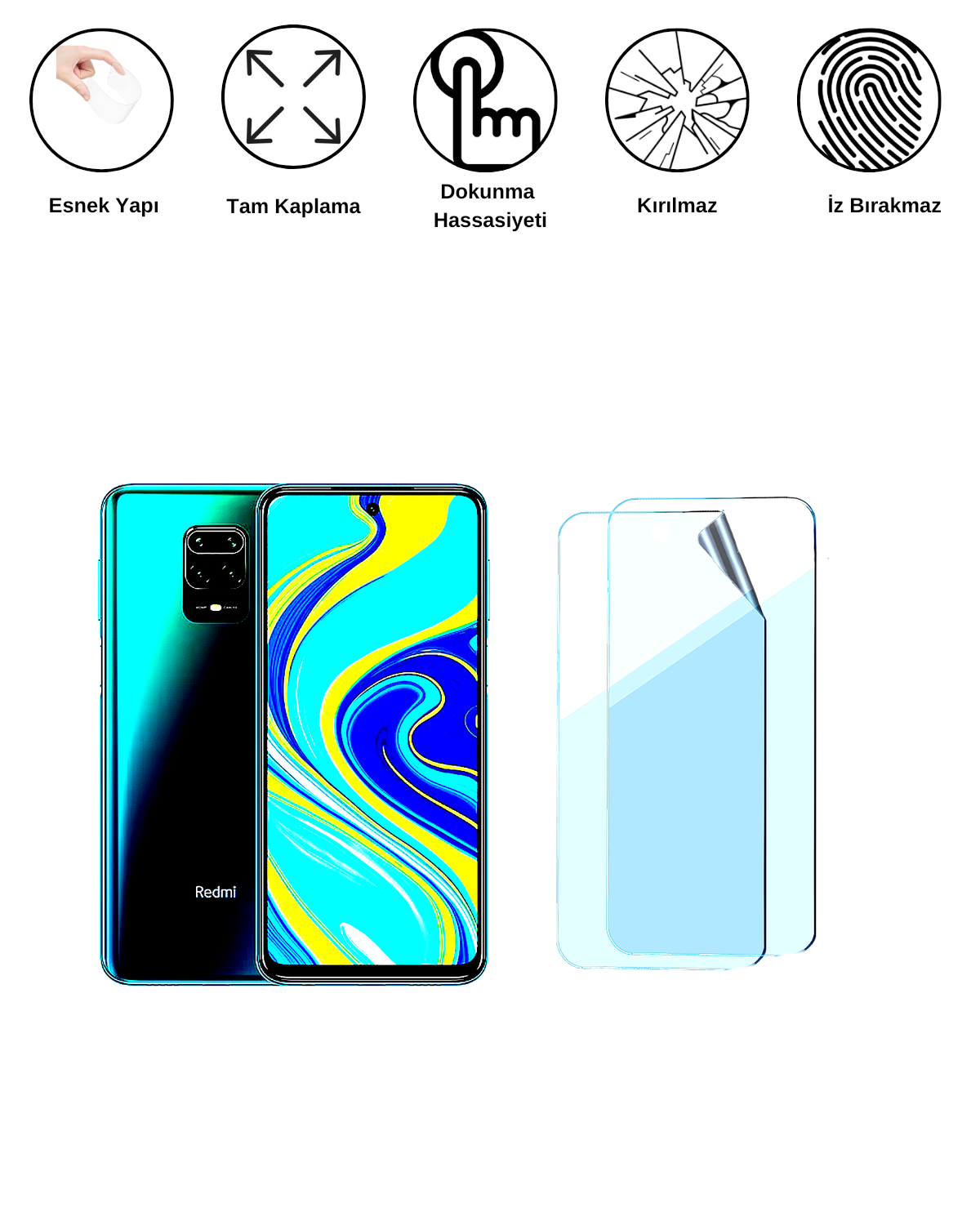 Xiaomi Redmi Note 9S Uyumlu Uv Nano Esnek Kırılmaz Cam Ekran Koruyucu Film 8684609263749