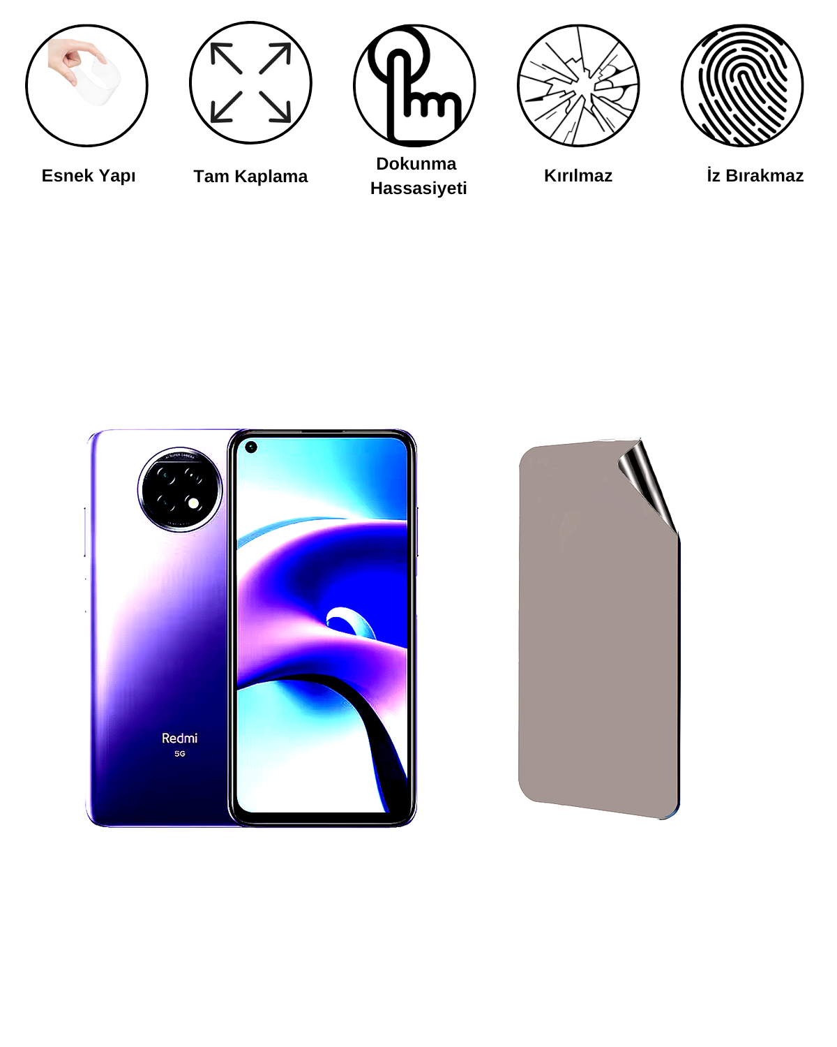 Xiaomi Redmi Note 9T Uyumlu Matte Esnek Ekran Kırılmaz Cam Ekran Koruyucu Film 8684609323016