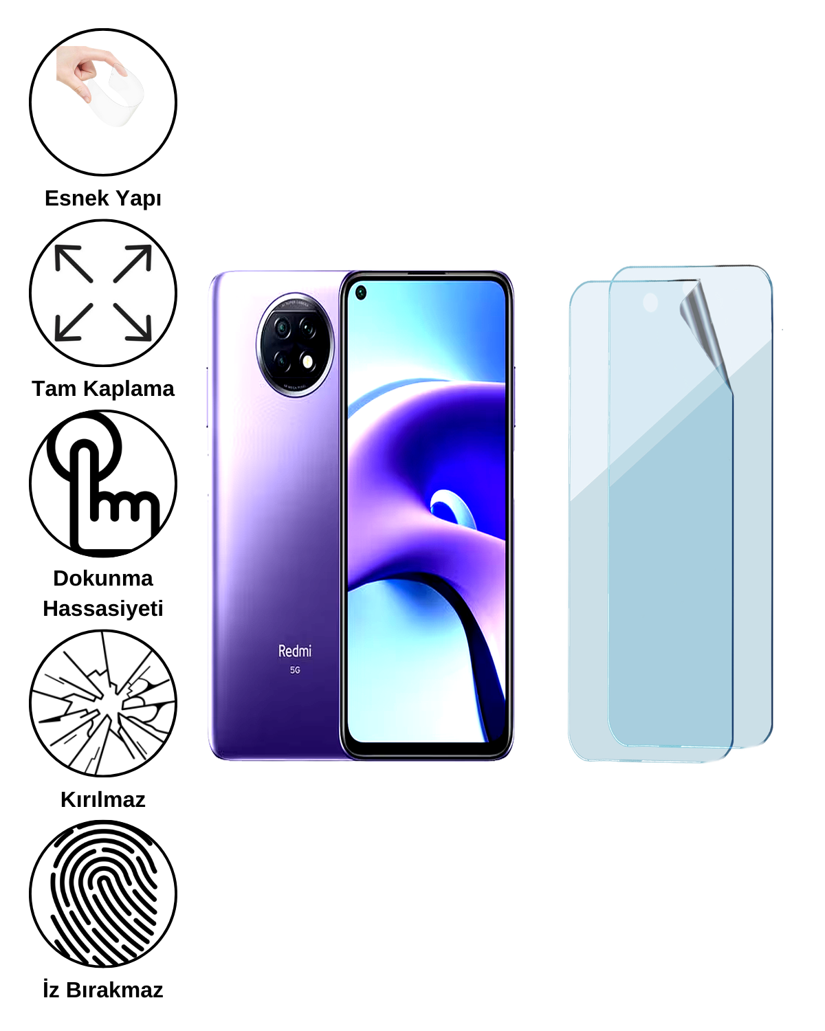 Xiaomi Redmi Note 9T Uyumlu Uv Nano Esnek Kırılmaz Cam Ekran Koruyucu Film 8684609263114