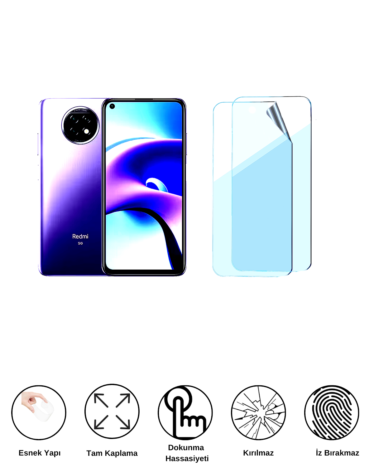 Xiaomi Redmi Note 9T Uyumlu Uv Nano Esnek Kırılmaz Cam Ekran Koruyucu Film 8684609263114