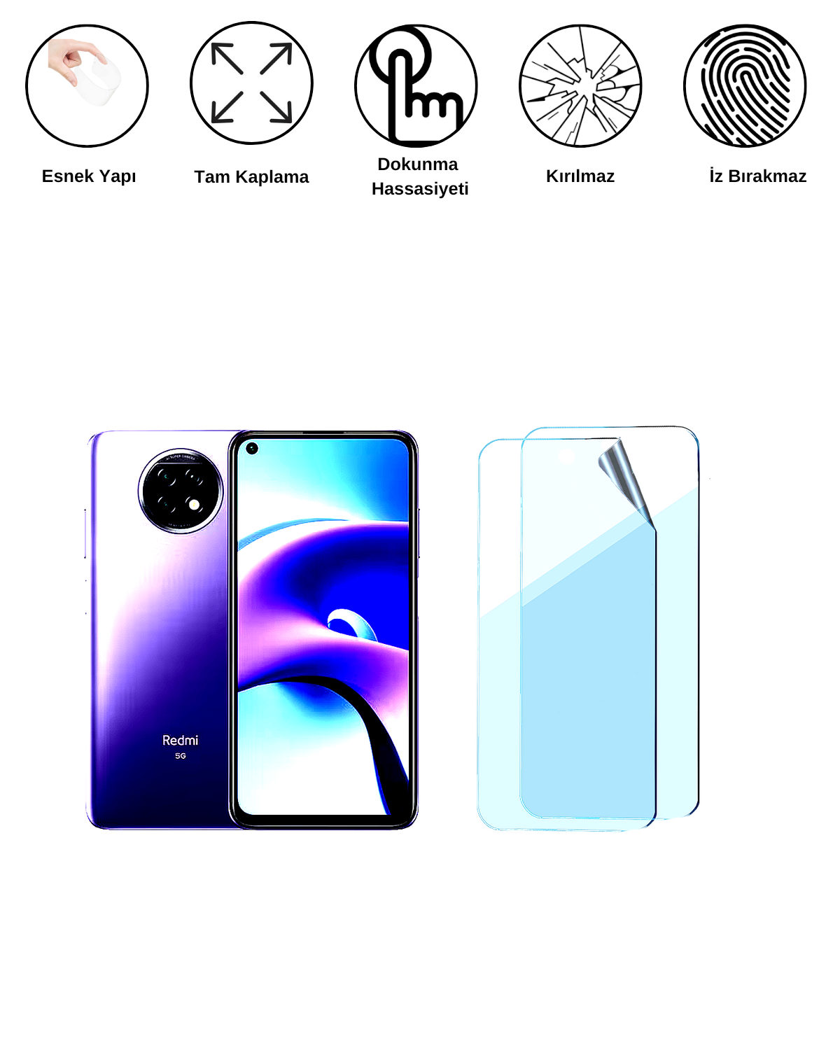 Xiaomi Redmi Note 9T Uyumlu Uv Nano Esnek Kırılmaz Cam Ekran Koruyucu Film 8684609263114