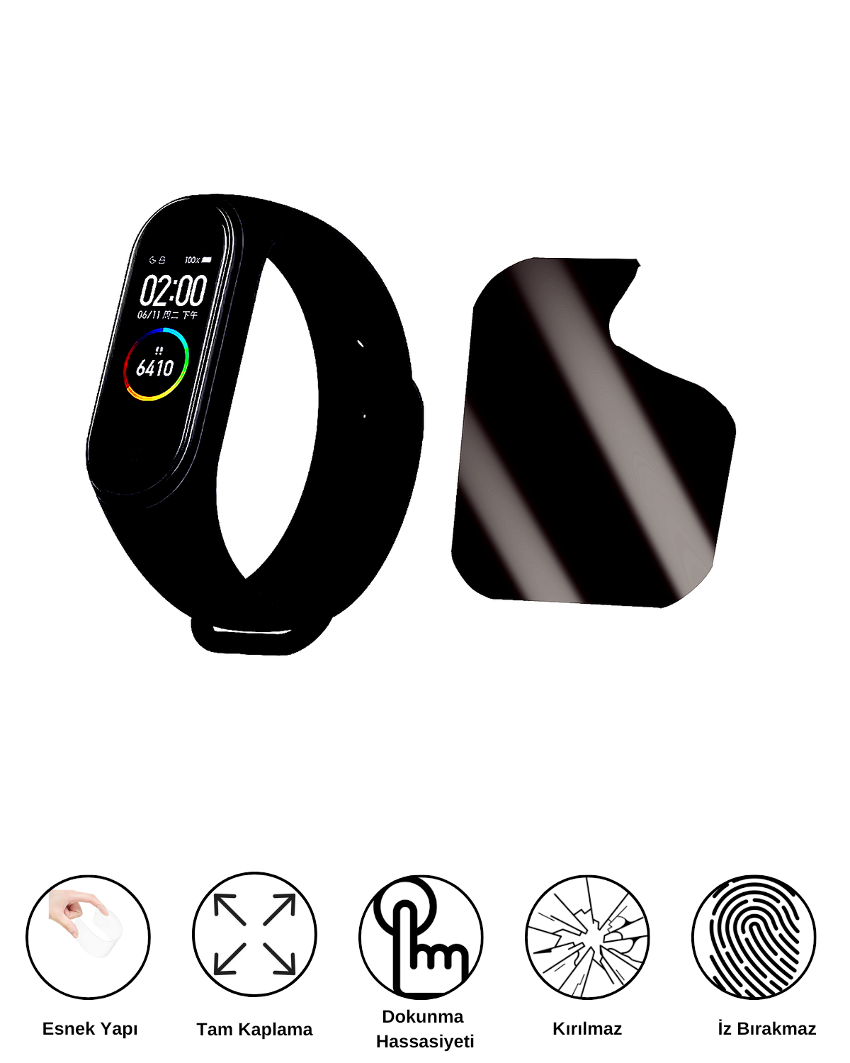 Xiaomi smart Band 4 Saat Uyumlu Matte Esnek Ekran Kırılmaz Cam Ekran Koruyucu Film 8684609346787