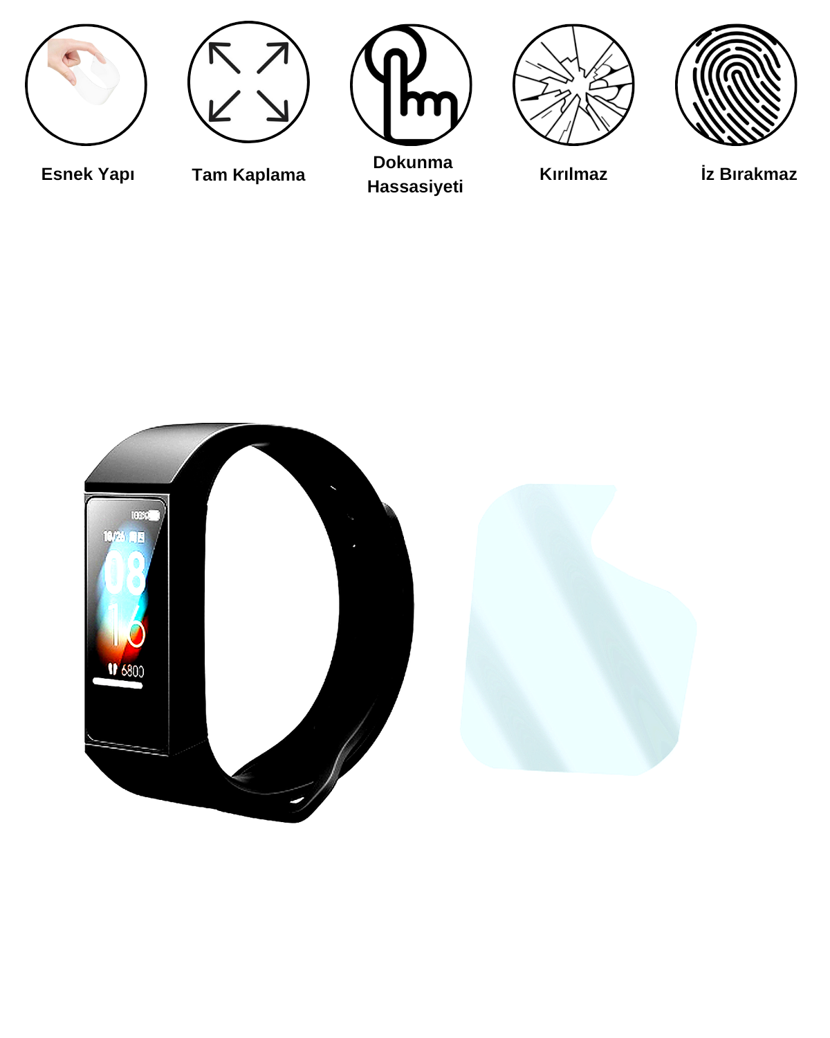 Xiaomi Smart Band 4C Saat Uyumlu Hydrojel Esnek Kırılmaz Cam Ekran Koruyucu Film 8684609227109