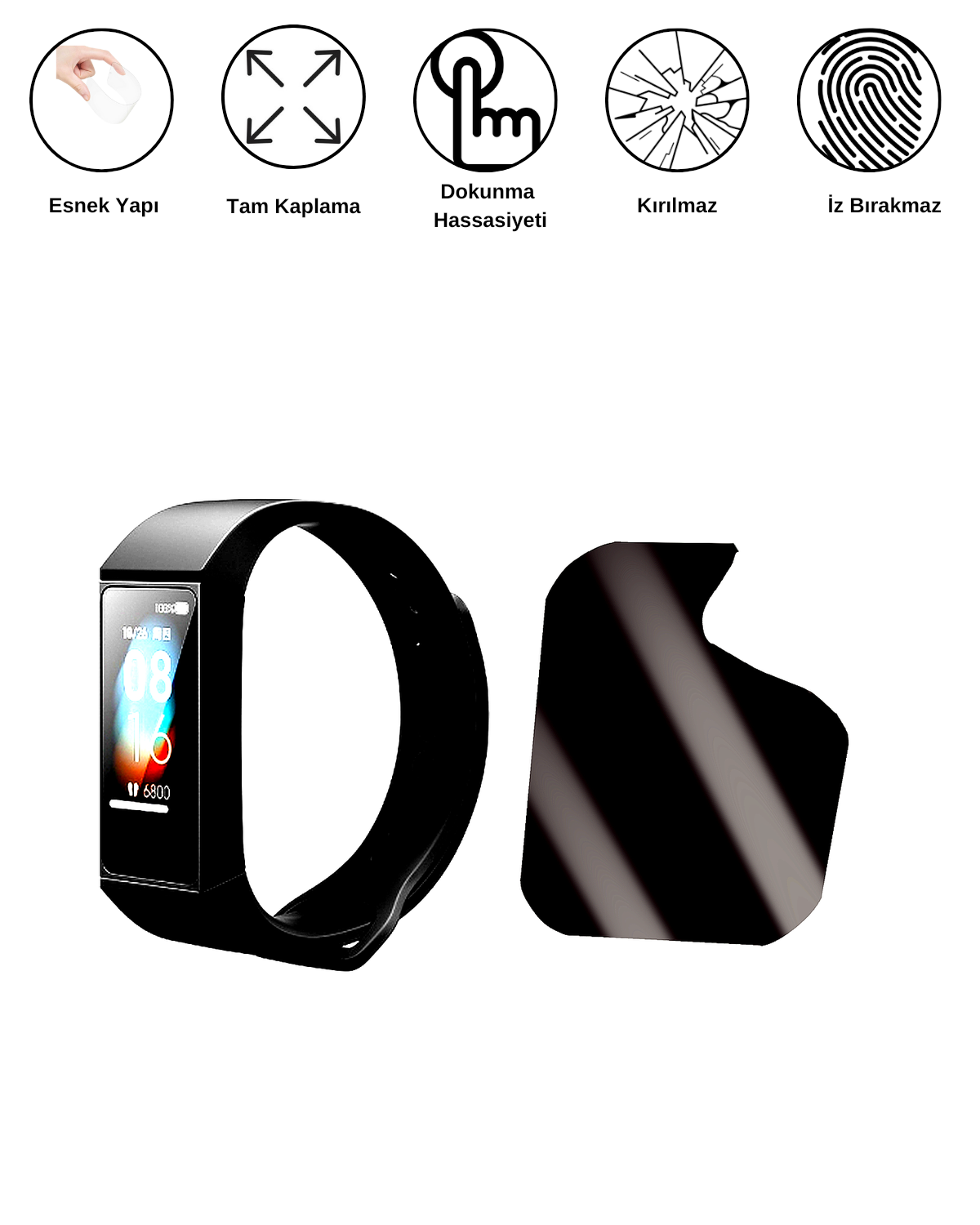 Xiaomi Smart Band 4C Saat Uyumlu Matte Esnek Ekran Kırılmaz Cam Ekran Koruyucu Film 8684609346909