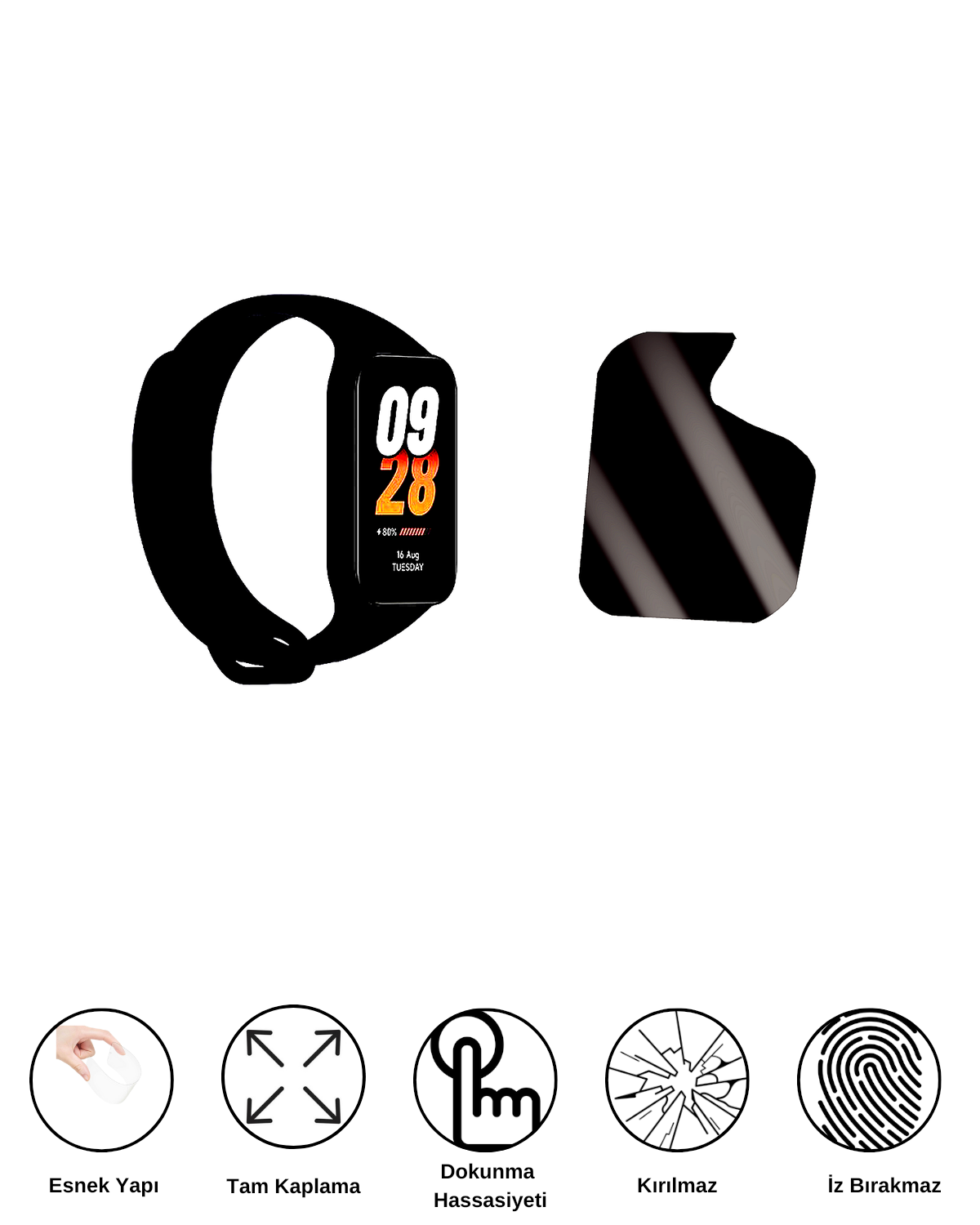 Xiaomi Smart Band 8 Active Saat Uyumlu Hayalet Ekran Kırılmaz Cam Ekran Koruyucu Film 8684609407129