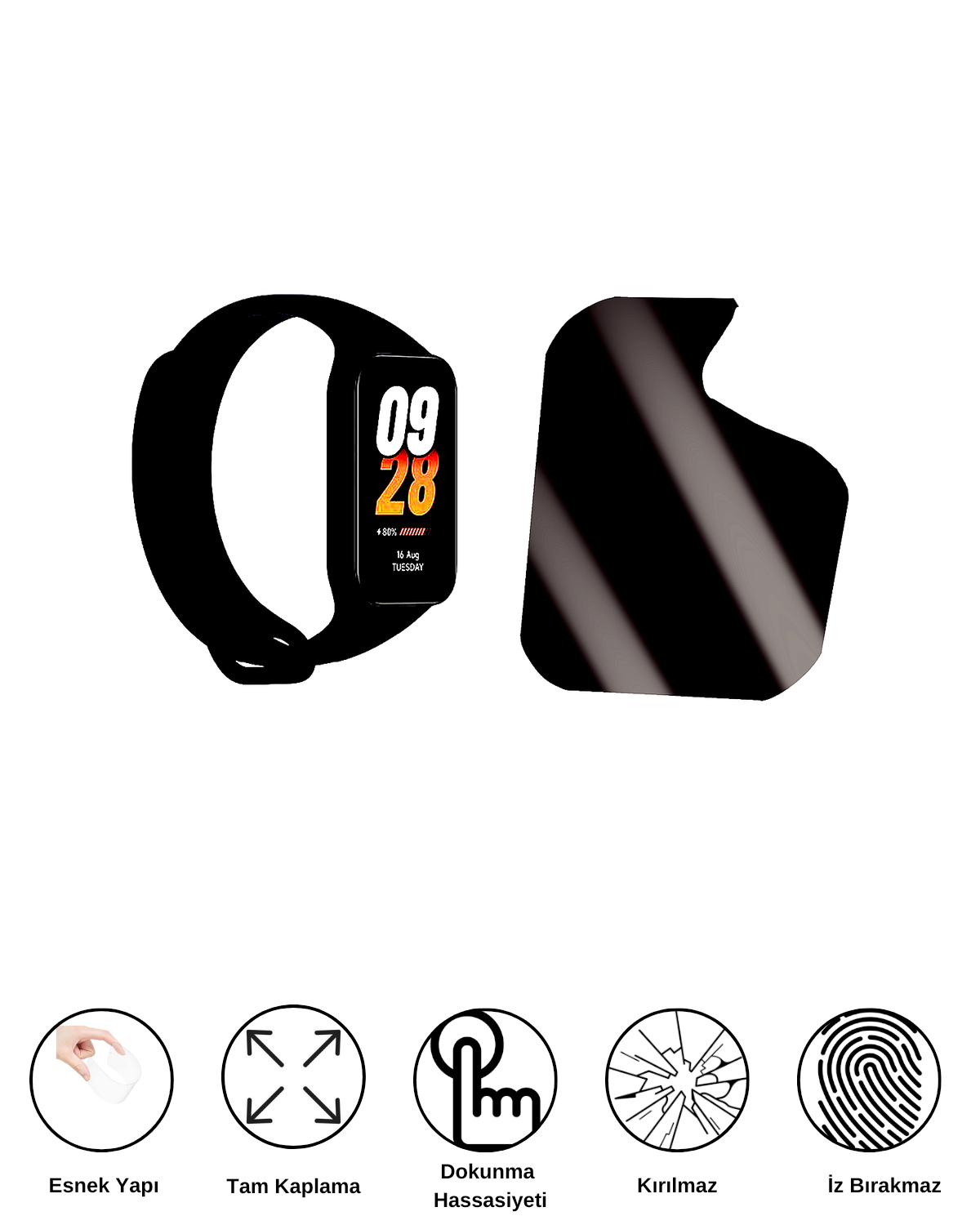 Xiaomi Smart Band 8 Active Saat Uyumlu Matte Esnek Ekran Kırılmaz Cam Ekran Koruyucu Film 8684609347227