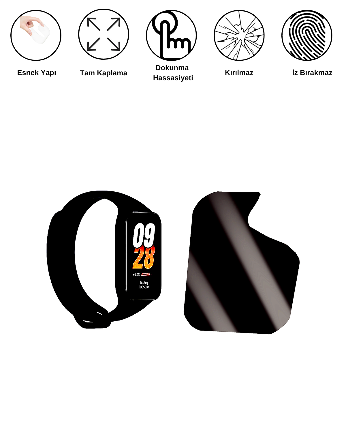 Xiaomi Smart Band 8 Active Saat Uyumlu Matte Esnek Ekran Kırılmaz Cam Ekran Koruyucu Film 8684609347227