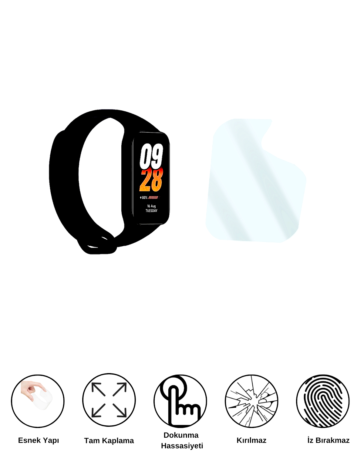 Xiaomi Smart Band 8 Active Saat Uyumlu Uv Nano Kırılmaz Cam Ekran Koruyucu Film 8684609287325