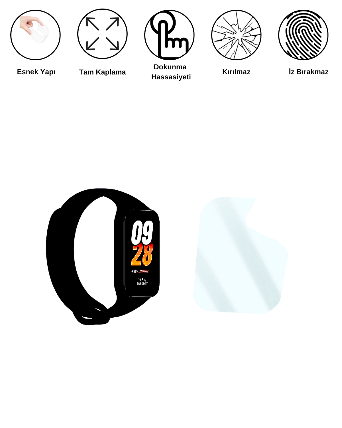 Xiaomi Smart Band 8 Active Saat Uyumlu Uv Nano Kırılmaz Cam Ekran Koruyucu Film 8684609287325