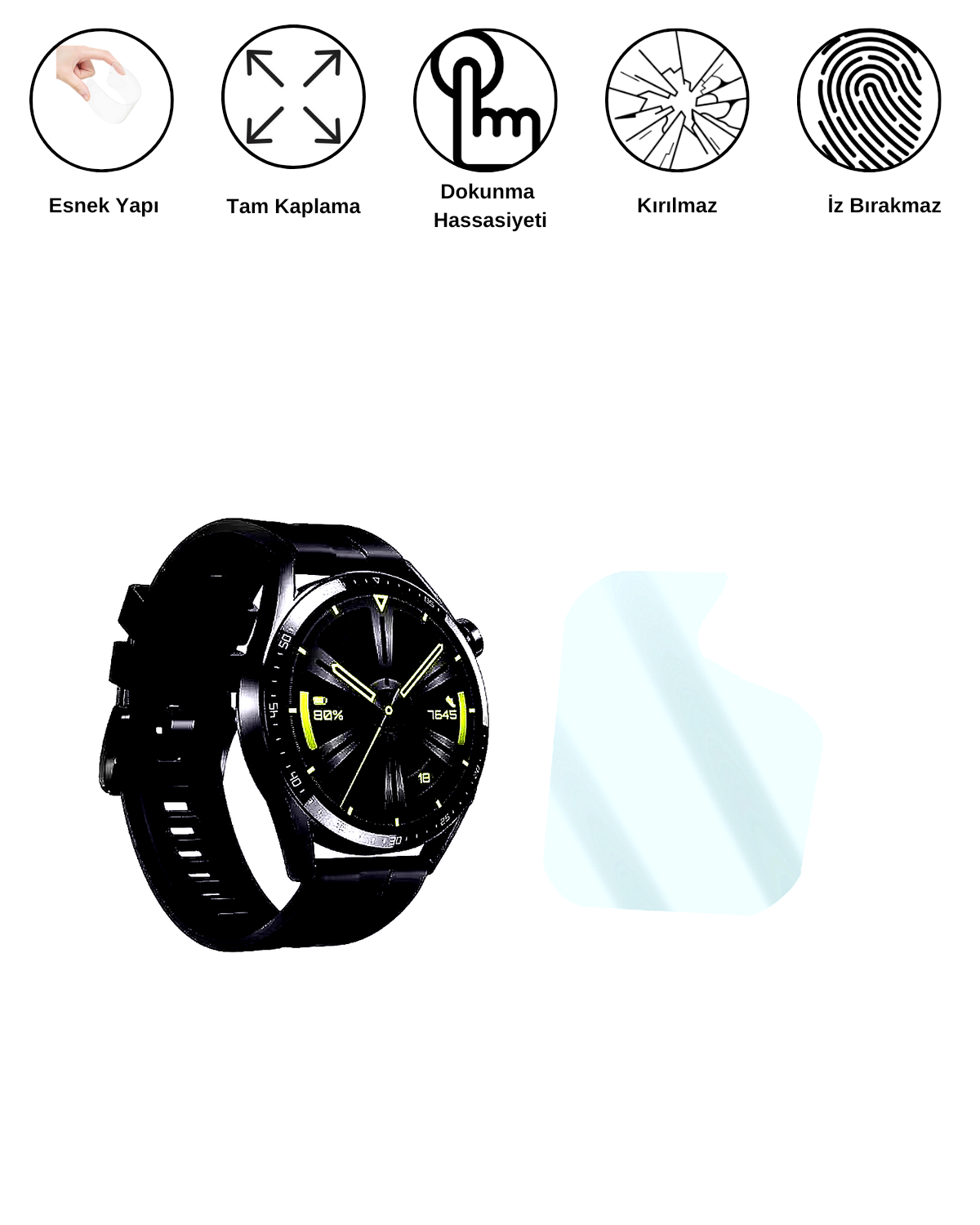 Xiaomi Watch GT3 Saat Uyumlu Hydrojel Esnek Kırılmaz Cam Ekran Koruyucu Film 8684609227062