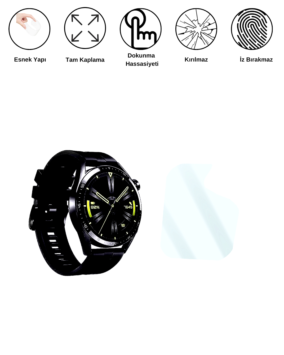 Xiaomi Watch GT3 Saat Uyumlu Uv Nano Kırılmaz Cam Ekran Koruyucu Film 8684609286960