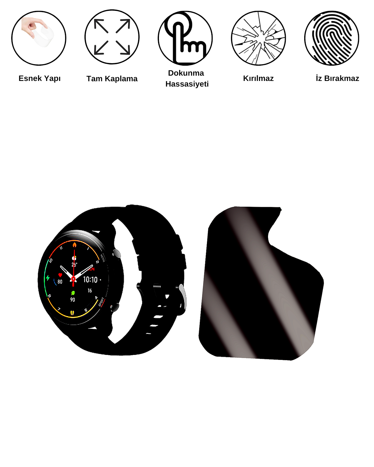 Xiaomi Watch Saat Uyumlu Matte Esnek Ekran Kırılmaz Cam Ekran Koruyucu Film 8684609346732