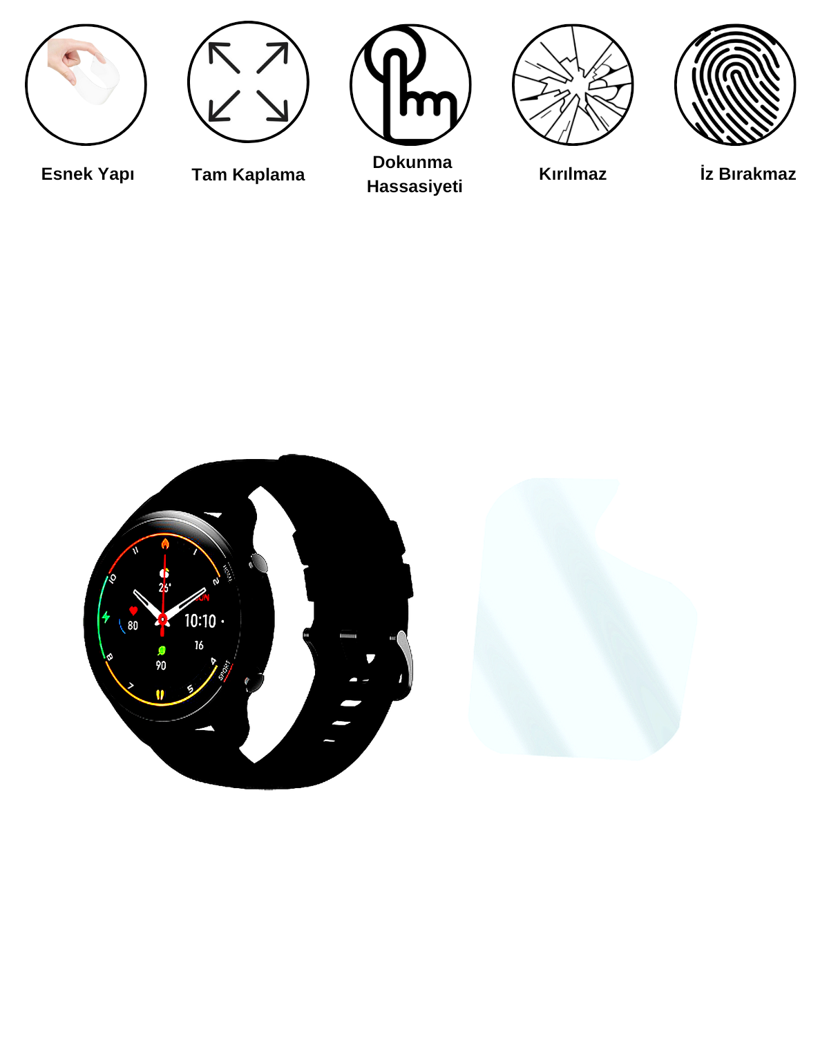 Xiaomi Watch Saat Uyumlu Uv Nano Kırılmaz Cam Ekran Koruyucu Film 8684609286830